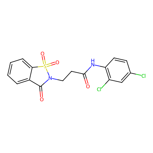 N-(2,4-dichlorophenyl)-3-(1,1,3-trioxo-1,2-benzothiazol-2-yl)propanamide structure