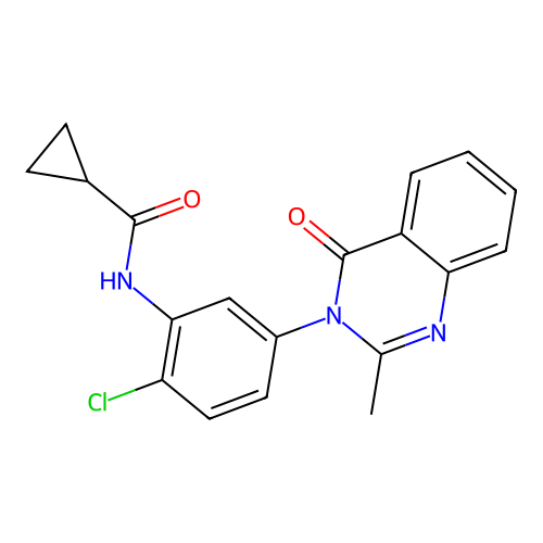 N-(2-chloro-5-(2-methyl-4-oxoquinazolin-3(4H)-yl)phenyl)cyclopropanecarboxamide structure