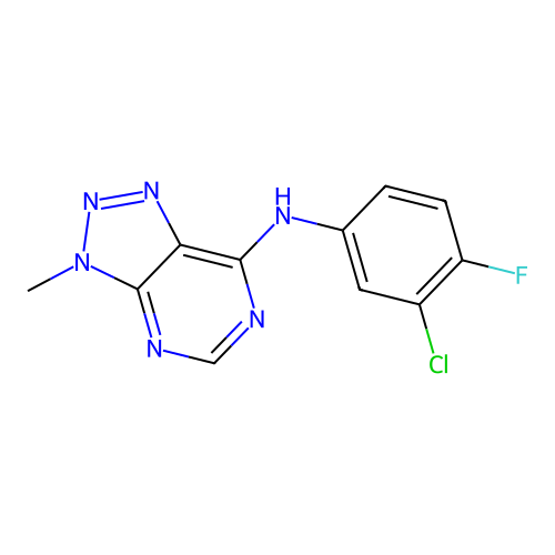 N-(3-chloro-4-fluorophenyl)-3-methyl-3H-[1,2,3]triazolo[4,5-d]pyrimidin-7-amine structure
