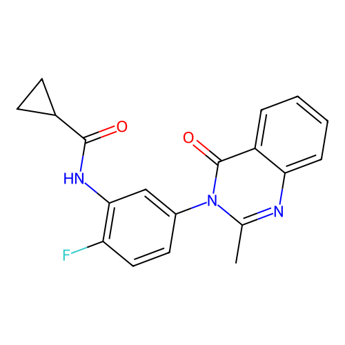 N-(2-fluoro-5-(2-methyl-4-oxoquinazolin-3(4H)-yl)phenyl)cyclopropanecarboxamide structure