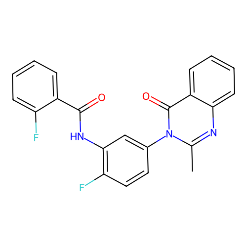 2-fluoro-N-(2-fluoro-5-(2-methyl-4-oxoquinazolin-3(4H)-yl)phenyl)benzamide structure