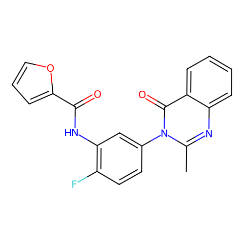 N-(2-fluoro-5-(2-methyl-4-oxoquinazolin-3(4H)-yl)phenyl)furan-2-carboxamide structure