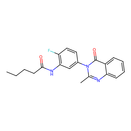N-(2-fluoro-5-(2-methyl-4-oxoquinazolin-3(4H)-yl)phenyl)pentanamide structure