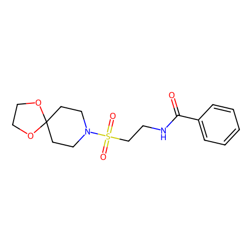 N-(2-(1,4-dioxa-8-azaspiro[4.5]decan-8-ylsulfonyl)ethyl)benzamide structure
