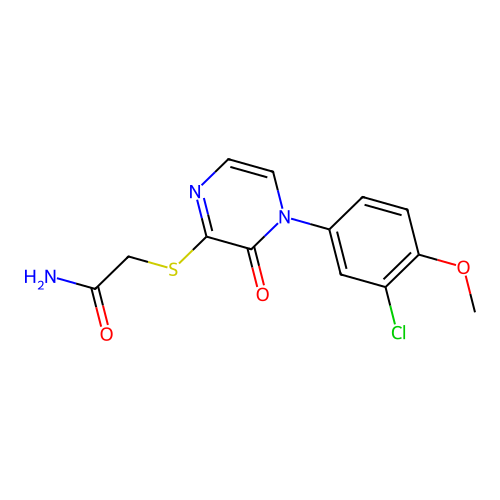 2-[4-(3-Chloro-4-methoxyphenyl)-3-oxopyrazin-2-yl]sulfanylacetamide structure