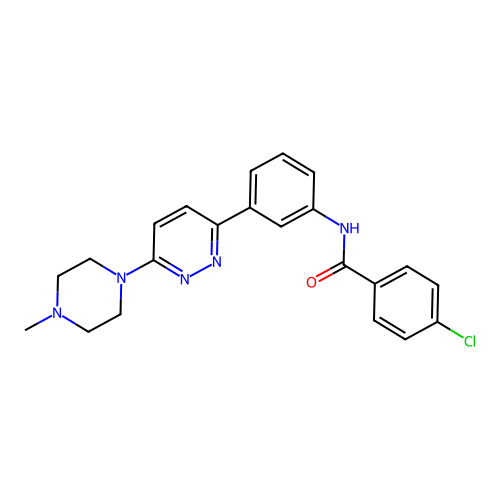 4-chloro-N-(3-(6-(4-methylpiperazin-1-yl)pyridazin-3-yl)phenyl)benzamide structure
