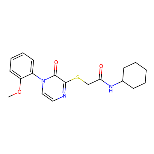 N-cyclohexyl-2-[4-(2-methoxyphenyl)-3-oxopyrazin-2-yl]sulfanylacetamide structure