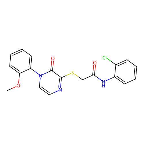 N-(2-chlorophenyl)-2-[4-(2-methoxyphenyl)-3-oxopyrazin-2-yl]sulfanylacetamide structure