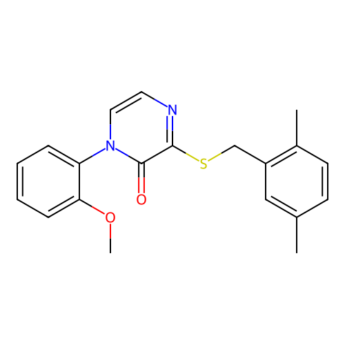 3-[(2,5-Dimethylphenyl)methylsulfanyl]-1-(2-methoxyphenyl)pyrazin-2-one structure