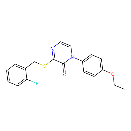 1-(4-Ethoxyphenyl)-3-[(2-fluorophenyl)methylsulfanyl]pyrazin-2-one structure