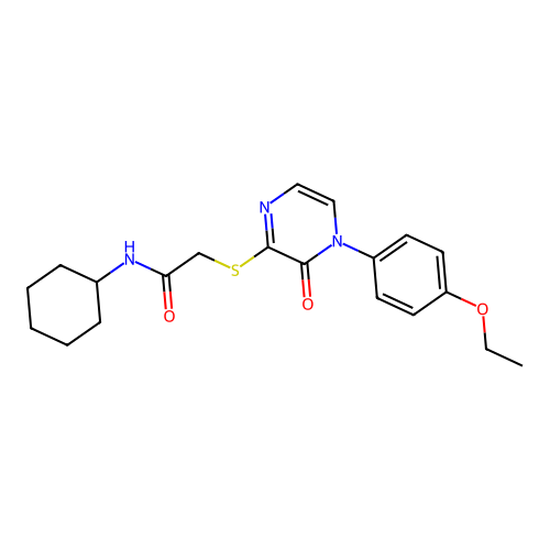 N-cyclohexyl-2-[4-(4-ethoxyphenyl)-3-oxopyrazin-2-yl]sulfanylacetamide structure