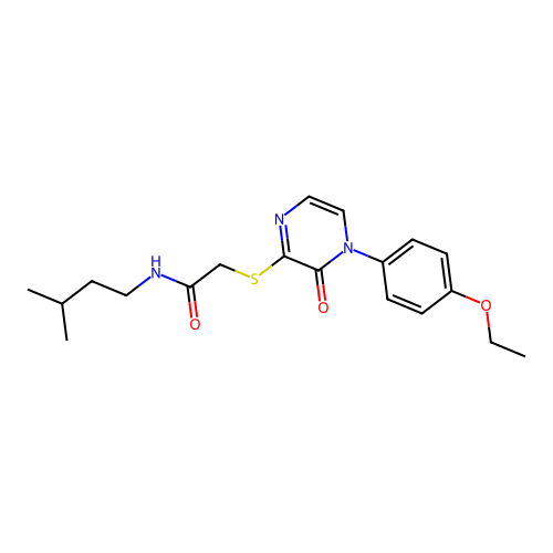 2-[4-(4-ethoxyphenyl)-3-oxopyrazin-2-yl]sulfanyl-N-(3-methylbutyl)acetamide structure