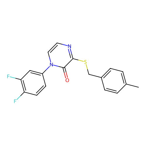 1-(3,4-difluorophenyl)-3-((4-methylbenzyl)thio)pyrazin-2(1H)-one structure