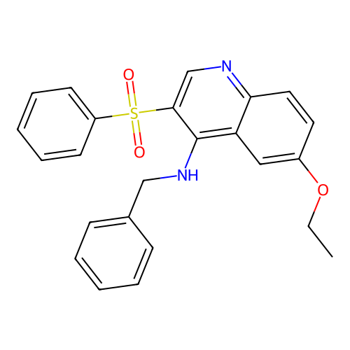 3-(benzenesulfonyl)-N-benzyl-6-ethoxyquinolin-4-amine structure