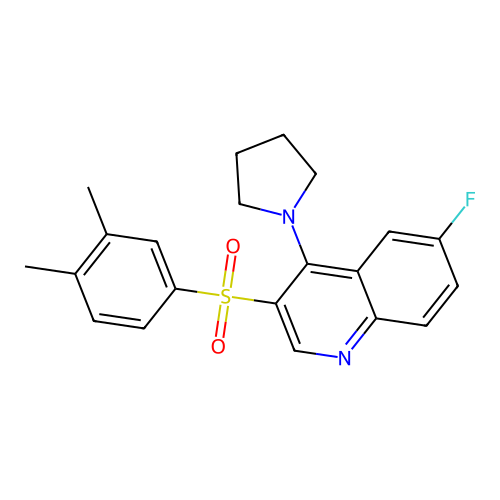 3-(3,4-Dimethylbenzenesulfonyl)-6-fluoro-4-(pyrrolidin-1-yl)quinoline structure