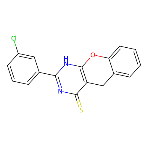 2-(3-chlorophenyl)-3H-chromeno[2,3-d]pyrimidine-4(5H)-thione structure