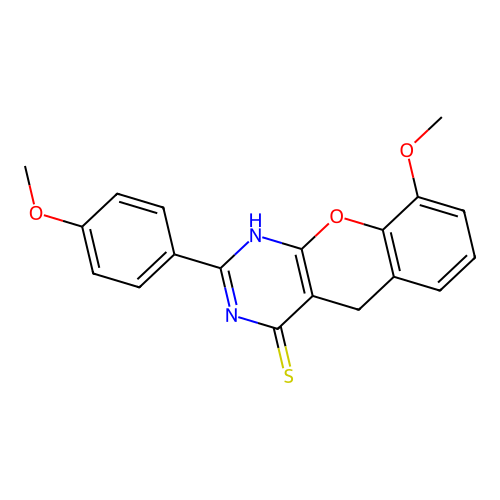 9-Methoxy-2-(4-methoxyphenyl)-1,5-dihydrochromeno[2,3-d]pyrimidine-4-thione structure