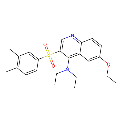 3-(3,4-dimethylbenzenesulfonyl)-6-ethoxy-N,N-diethylquinolin-4-amine structure