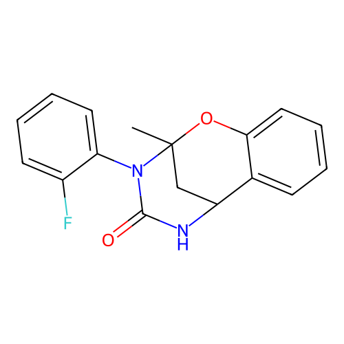 3-(2-fluorophenyl)-2-methyl-2,3,5,6-tetrahydro-4H-2,6-methano-1,3,5-benzoxadiazocin-4-one structure