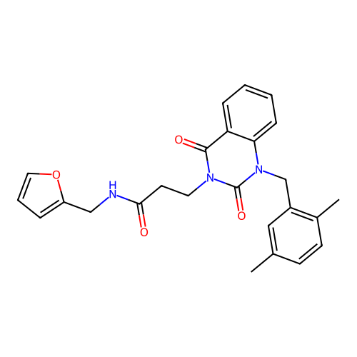 3-[1-[(2,5-dimethylphenyl)methyl]-2,4-dioxoquinazolin-3-yl]-N-(furan-2-ylmethyl)propanamide structure