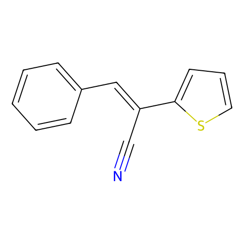 (E)-3-phenyl-2-thiophen-2-ylprop-2-enenitrile structure