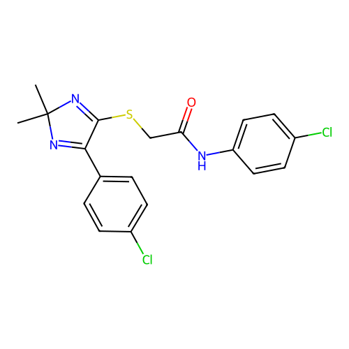 N-(4-chlorophenyl)-2-{[5-(4-chlorophenyl)-2,2-dimethyl-2H-imidazol-4-yl]sulfanyl}acetamide structure