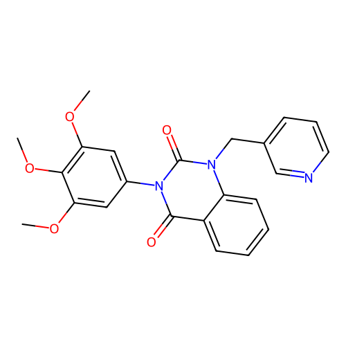 1-(pyridin-3-ylmethyl)-3-(3,4,5-trimethoxyphenyl)quinazoline-2,4(1H,3H)-dione structure