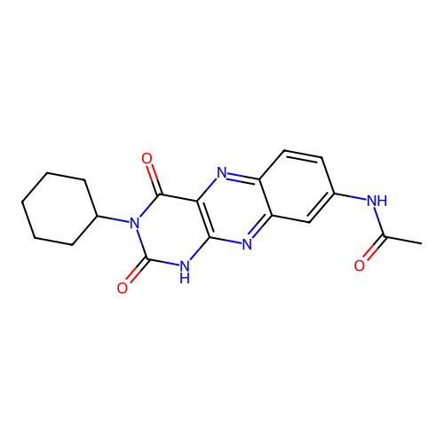N-(3-cyclohexyl-2,4-dioxo-1,2,3,4-tetrahydrobenzo[g]pteridin-8-yl)acetamide structure