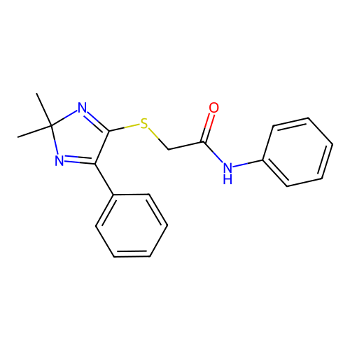 2-(2,2-dimethyl-5-phenylimidazol-4-yl)sulfanyl-N-phenylacetamide structure