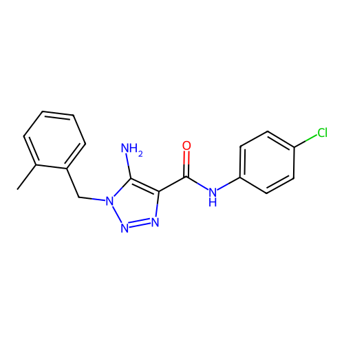 5-amino-N-(4-chlorophenyl)-1-[(2-methylphenyl)methyl]triazole-4-carboxamide structure