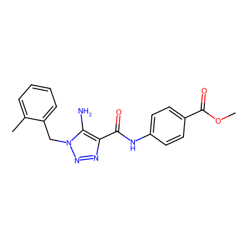 Methyl 4-[[5-amino-1-[(2-methylphenyl)methyl]triazole-4-carbonyl]amino]benzoate structure