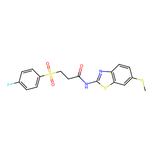 3-((4-fluorophenyl)sulfonyl)-N-(6-(methylthio)benzo[d]thiazol-2-yl)propanamide structure