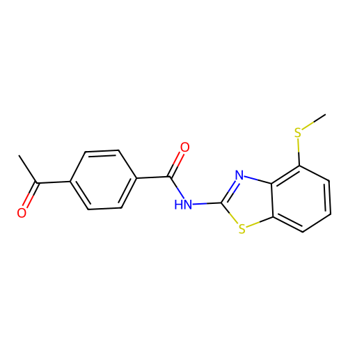 4-acetyl-N-(4-(methylthio)benzo[d]thiazol-2-yl)benzamide structure