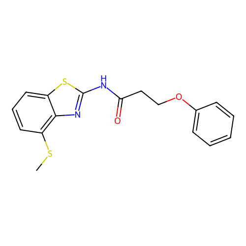 N-(4-(methylthio)benzo[d]thiazol-2-yl)-3-phenoxypropanamide structure