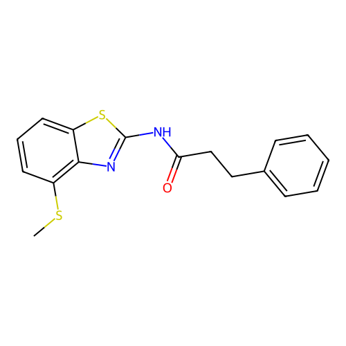 N-(4-(methylthio)benzo[d]thiazol-2-yl)-3-phenylpropanamide structure