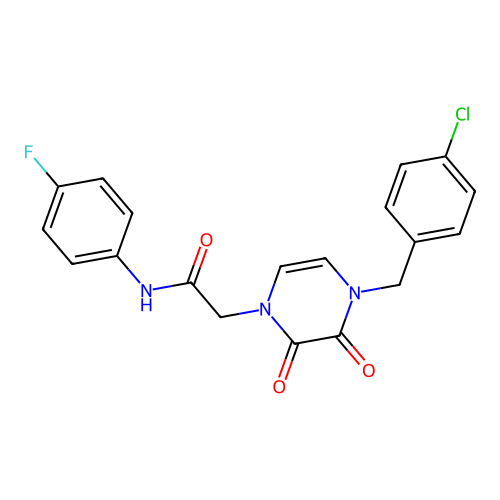 2-{4-[(4-chlorophenyl)methyl]-2,3-dioxo-1,2,3,4-tetrahydropyrazin-1-yl}-N-(4-fluorophenyl)acetamide structure