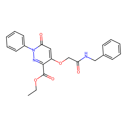Ethyl 4-[2-(benzylamino)-2-oxoethoxy]-6-oxo-1-phenylpyridazine-3-carboxylate structure