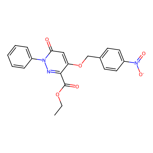 Ethyl 4-((4-nitrobenzyl)oxy)-6-oxo-1-phenyl-1,6-dihydropyridazine-3-carboxylate structure