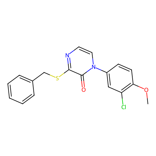 3-Benzylsulfanyl-1-(3-chloro-4-methoxyphenyl)pyrazin-2-one structure