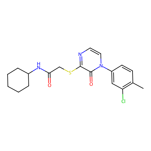 2-[4-(3-chloro-4-methylphenyl)-3-oxopyrazin-2-yl]sulfanyl-N-cyclohexylacetamide structure
