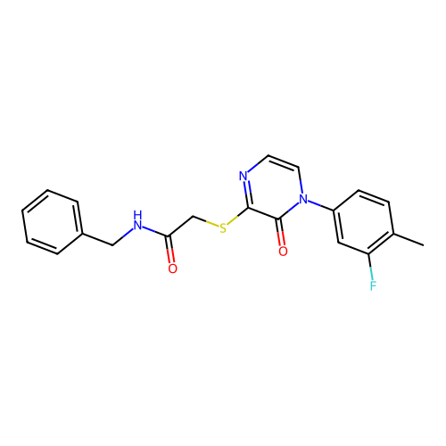 N-benzyl-2-[4-(3-fluoro-4-methylphenyl)-3-oxopyrazin-2-yl]sulfanylacetamide structure
