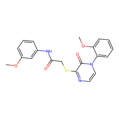 N-(3-methoxyphenyl)-2-((4-(2-methoxyphenyl)-3-oxo-3,4-dihydropyrazin-2-yl)thio)acetamide structure