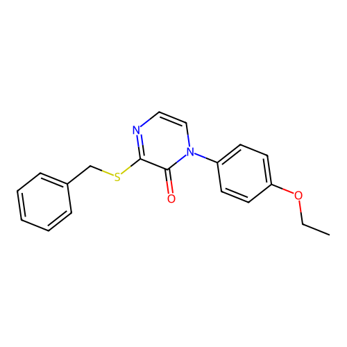 3-(benzylthio)-1-(4-ethoxyphenyl)pyrazin-2(1H)-one structure