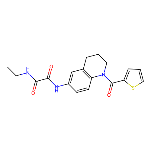 N-ethyl-N'-[1-(thiophene-2-carbonyl)-3,4-dihydro-2H-quinolin-6-yl]oxamide structure