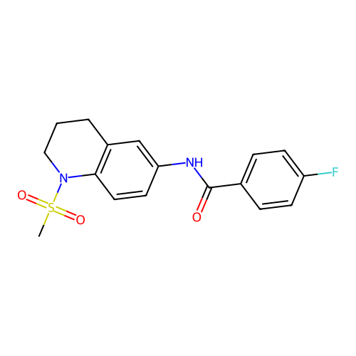 4-fluoro-N-(1-methylsulfonyl-3,4-dihydro-2H-quinolin-6-yl)benzamide structure