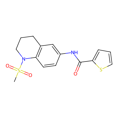 N-(1-methylsulfonyl-3,4-dihydro-2H-quinolin-6-yl)thiophene-2-carboxamide structure
