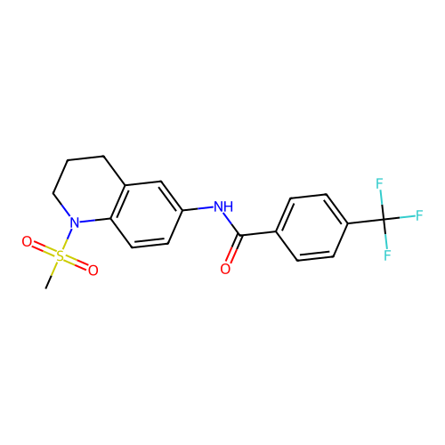 N-(1-methylsulfonyl-3,4-dihydro-2H-quinolin-6-yl)-4-(trifluoromethyl)benzamide structure