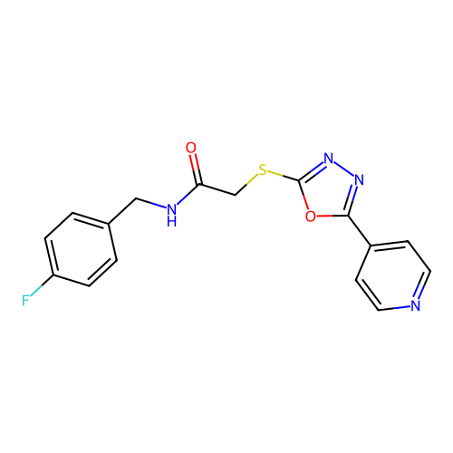 N-(4-fluorobenzyl)-2-((5-(pyridin-4-yl)-1,3,4-oxadiazol-2-yl)thio)acetamide structure