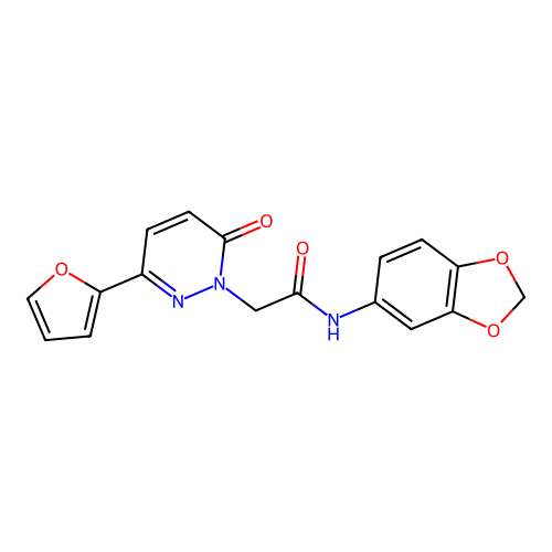 N-(1,3-benzodioxol-5-yl)-2-[3-(furan-2-yl)-6-oxopyridazin-1-yl]acetamide structure