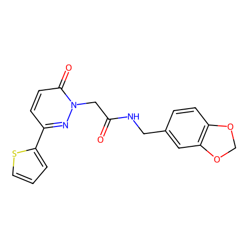 N-(1,3-benzodioxol-5-ylmethyl)-2-(6-oxo-3-thiophen-2-ylpyridazin-1-yl)acetamide structure